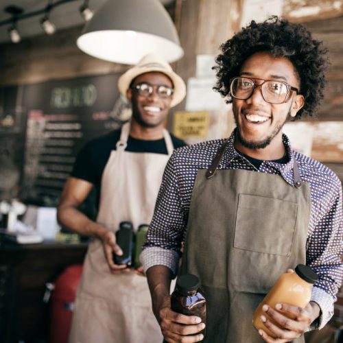 two black business owners in juice bar